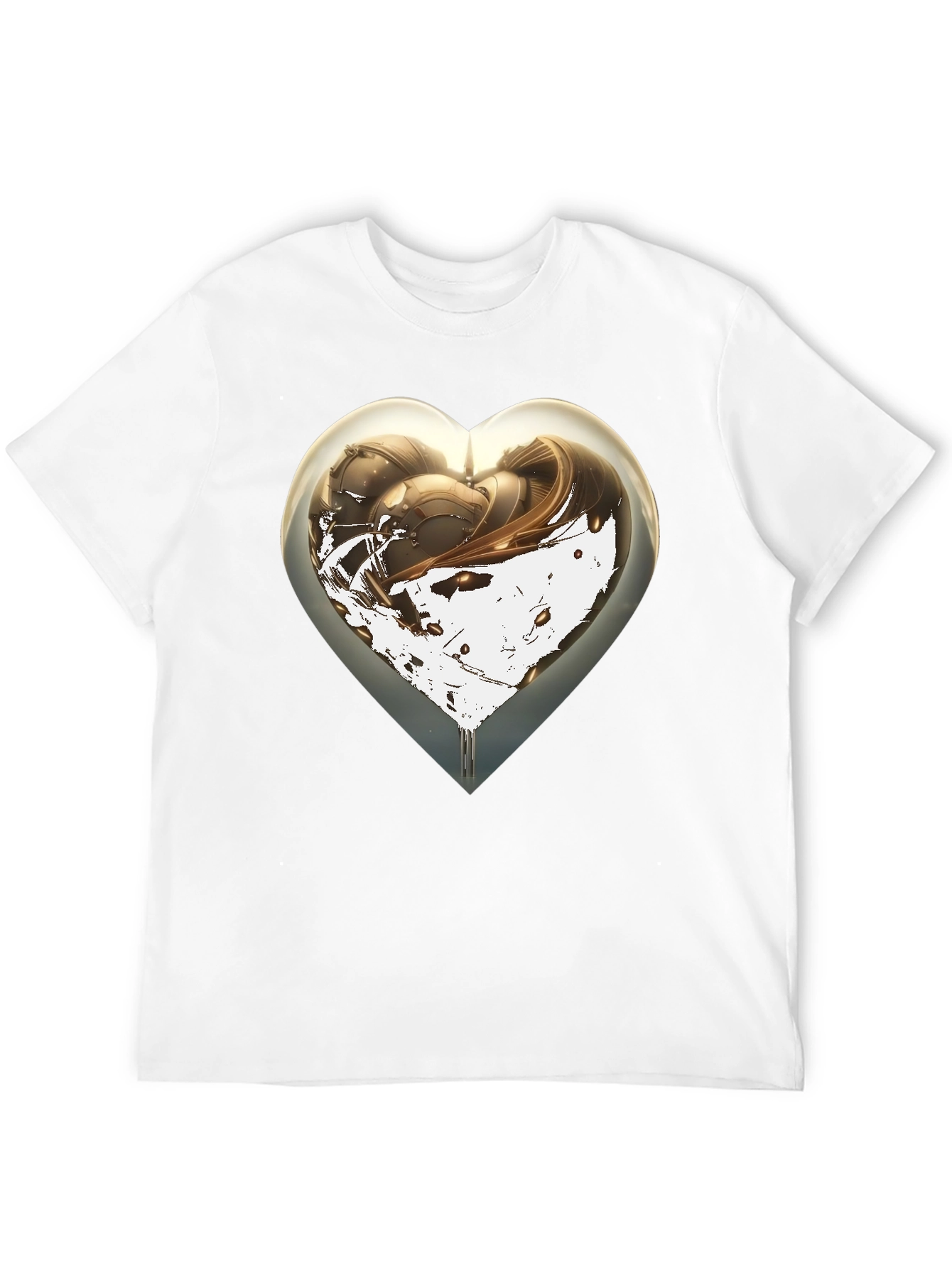 Abstract Heart Graphic Mens Black T-Shirt