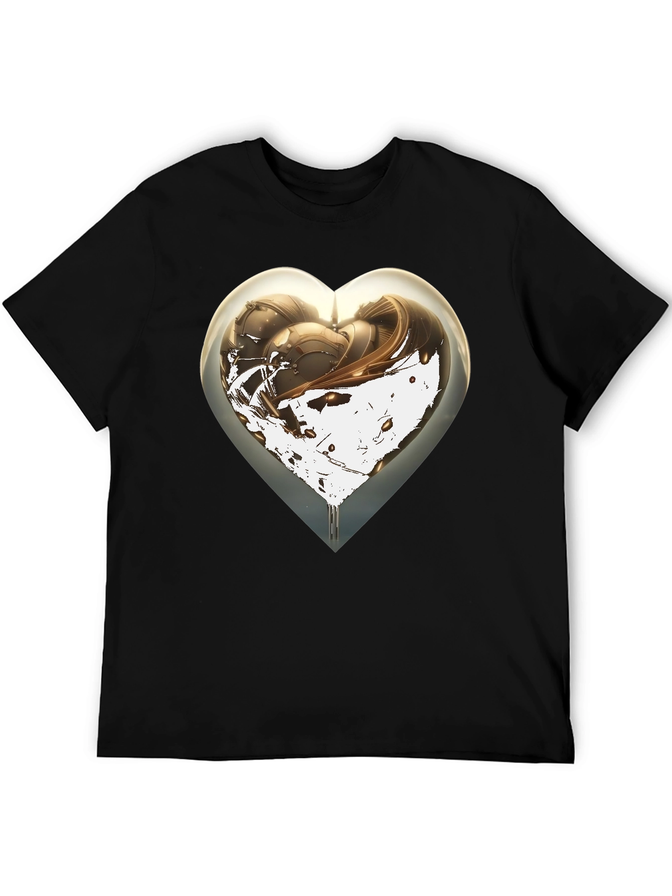 Abstract Heart Graphic Mens Black T-Shirt