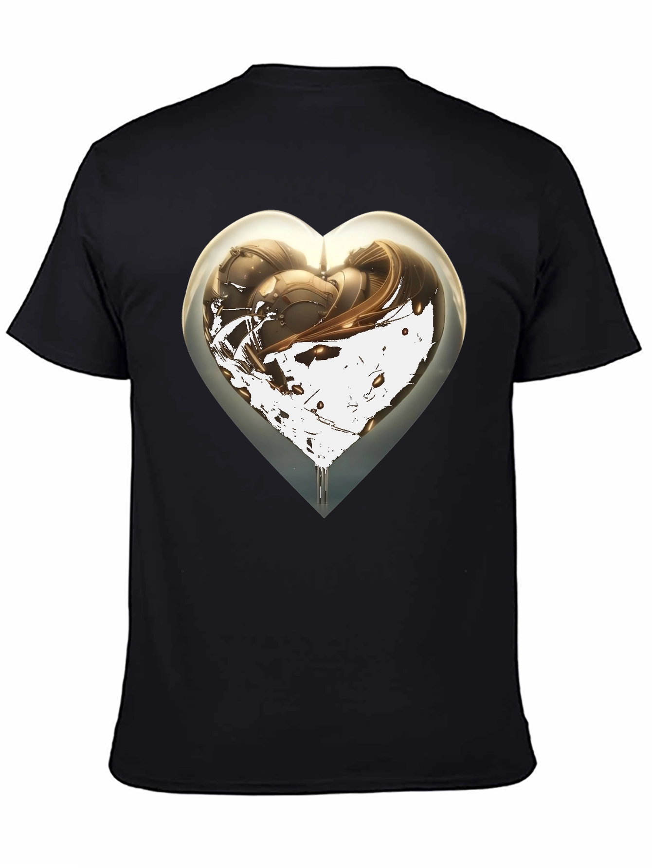 Abstract Heart Graphic Mens Black T-Shirt