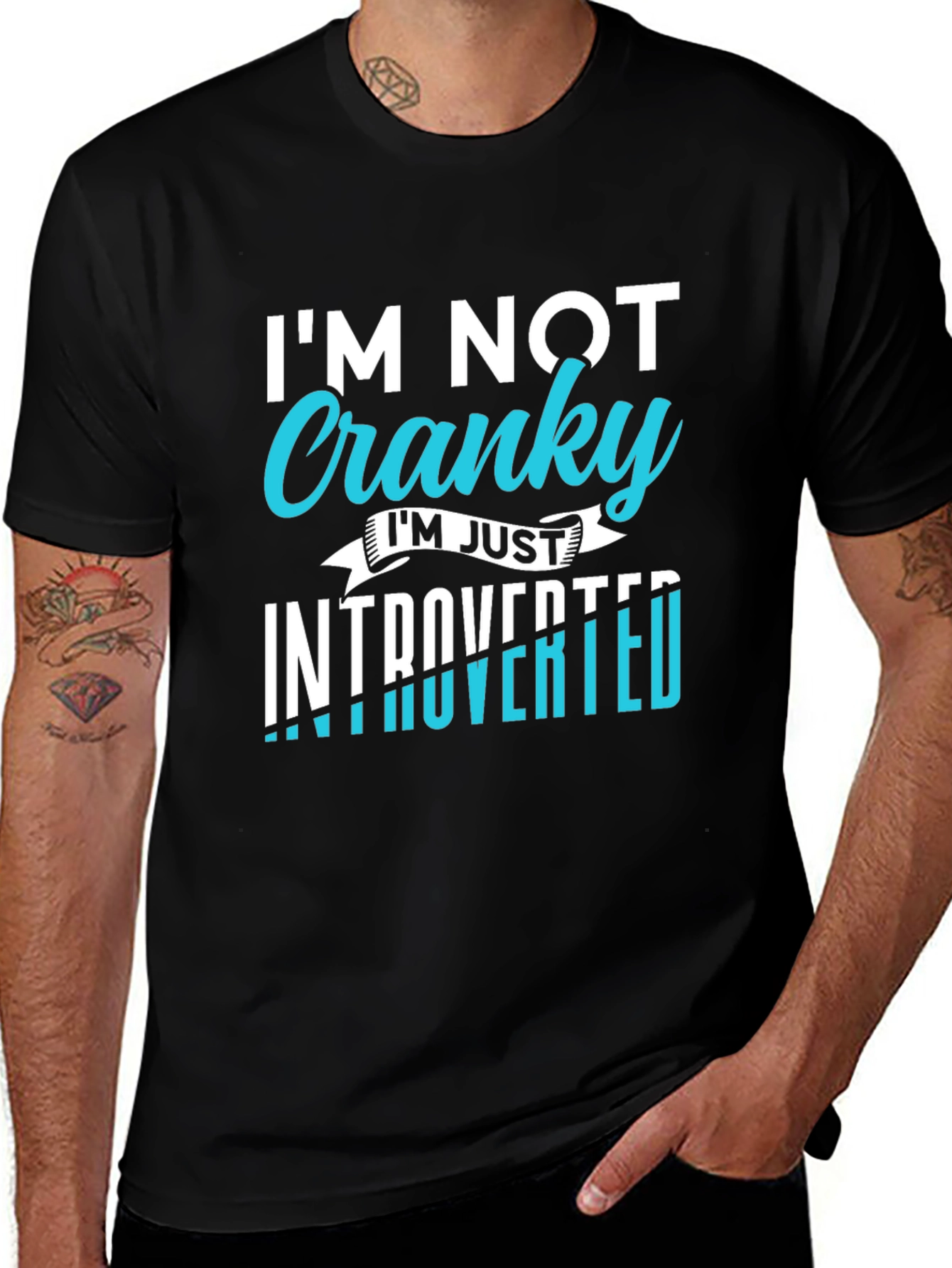 Introvert Tee: Im Not Cranky - Black Graphic T-Shirt