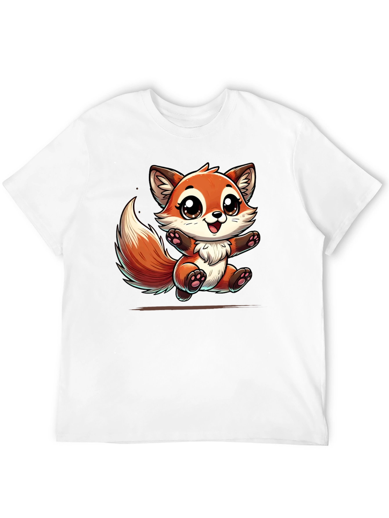 Cute Fox Graphic Tee - Black Cotton T-Shirt