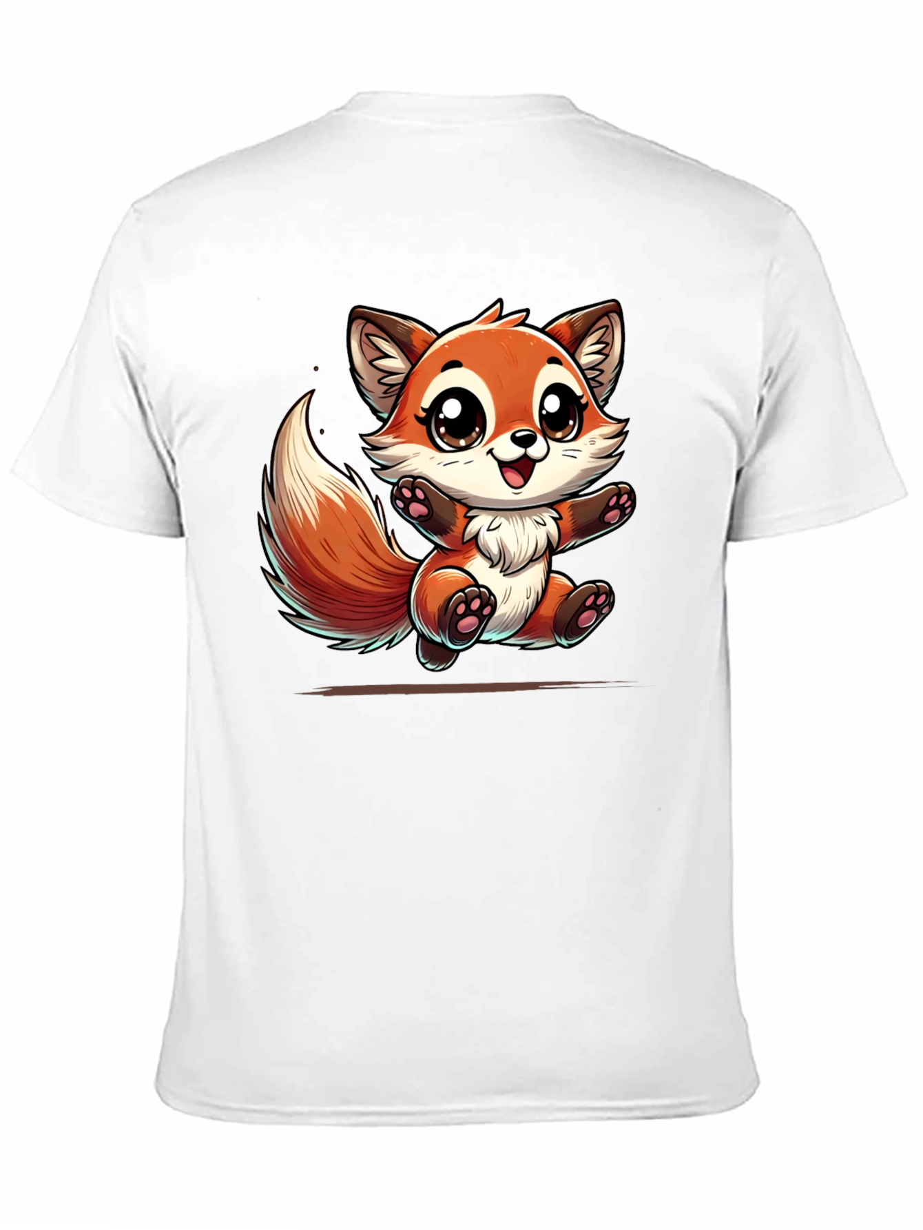 Cute Fox Graphic Tee - Black Cotton T-Shirt