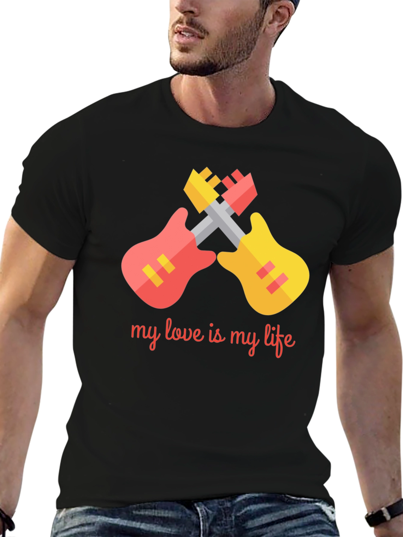 My Love Is My Life T-Shirt: Guitar Graphic Tee