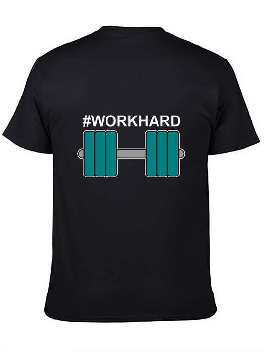 #WorkHard Dumbbell Graphic Black T-Shirt