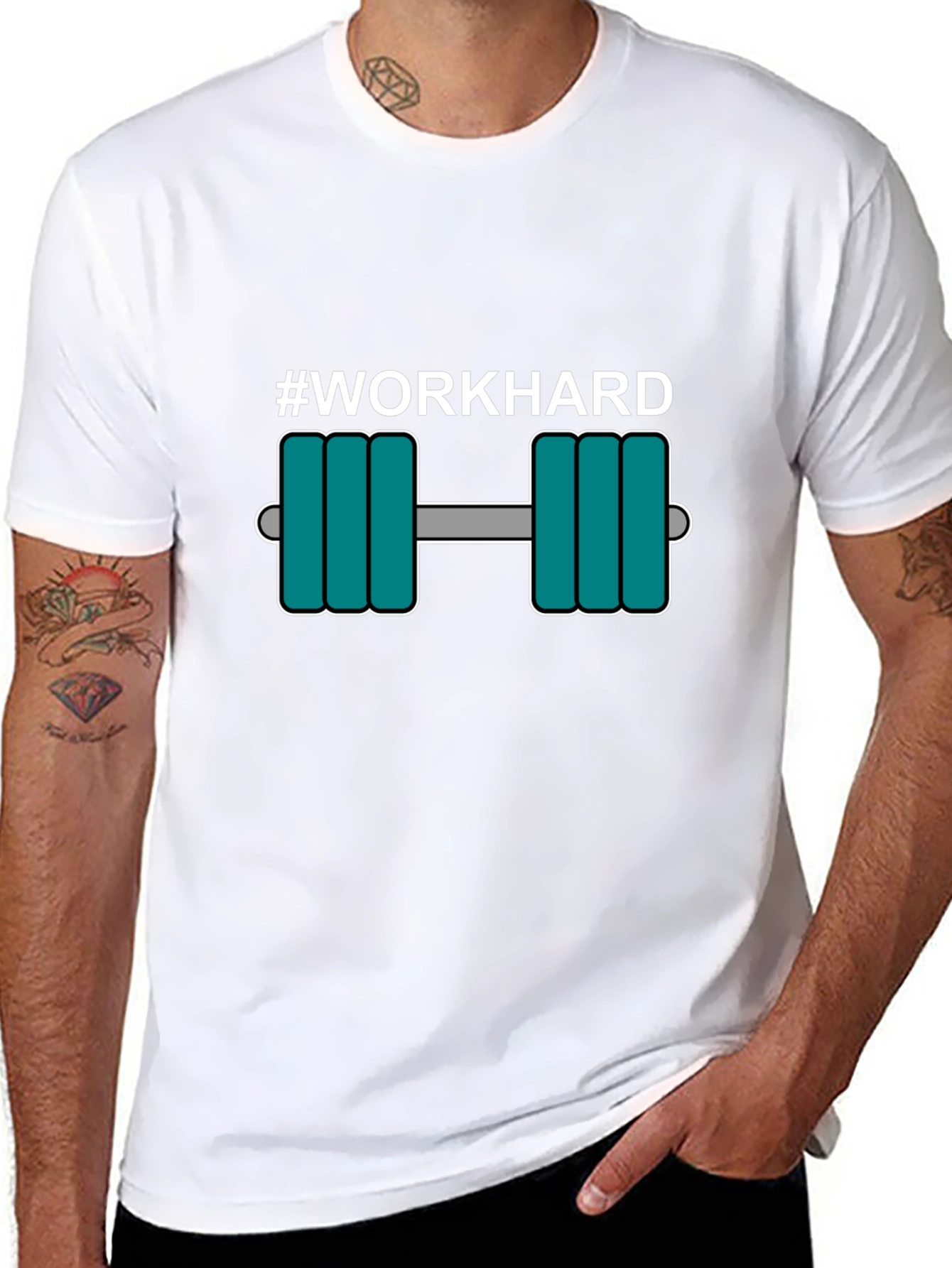#WorkHard Dumbbell Graphic Black T-Shirt