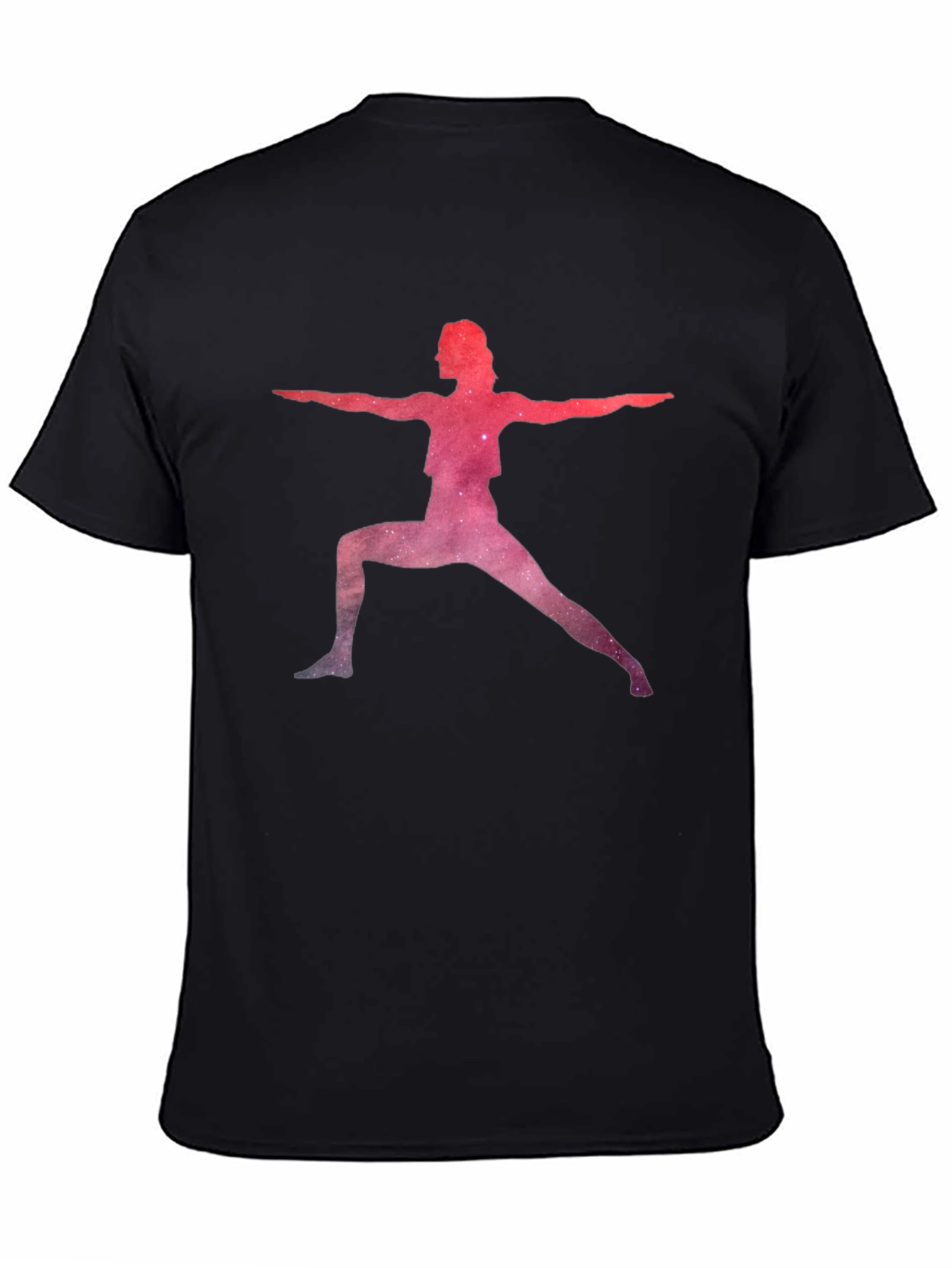 Yoga Pose Galaxy Graphic Black T-Shirt