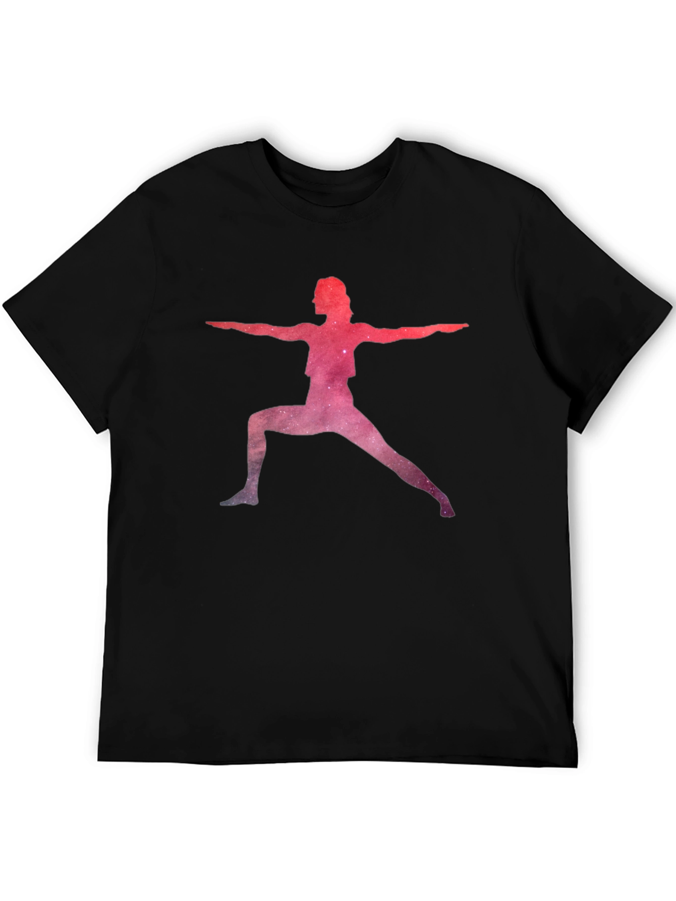 Yoga Pose Galaxy Graphic Black T-Shirt