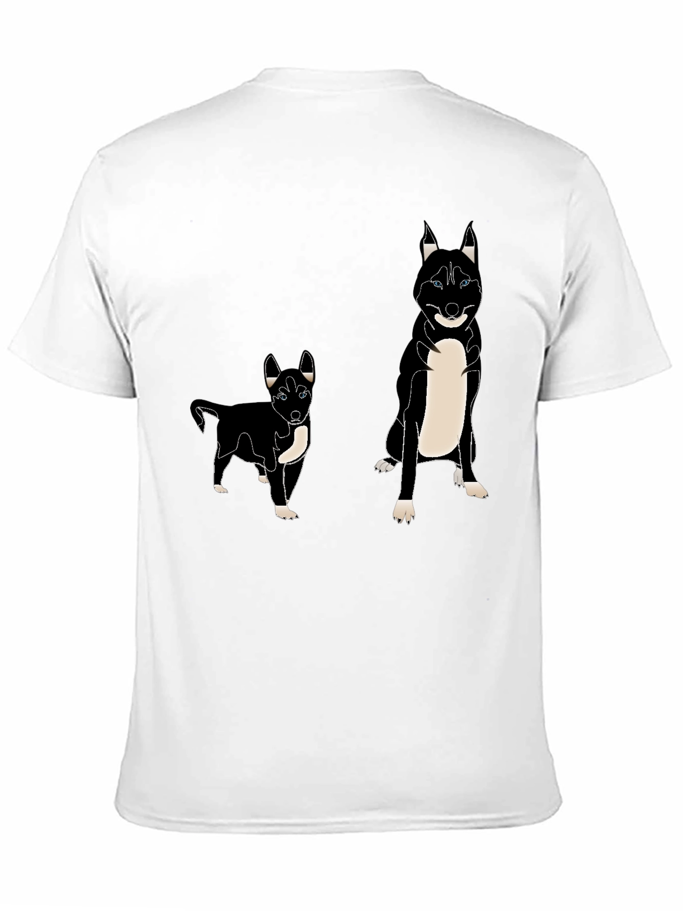 Husky Dog Print T-Shirt - Black