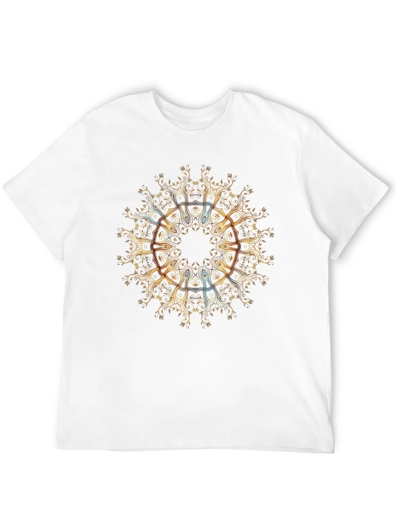 Golden Mandala Tree of Life Black T-Shirt