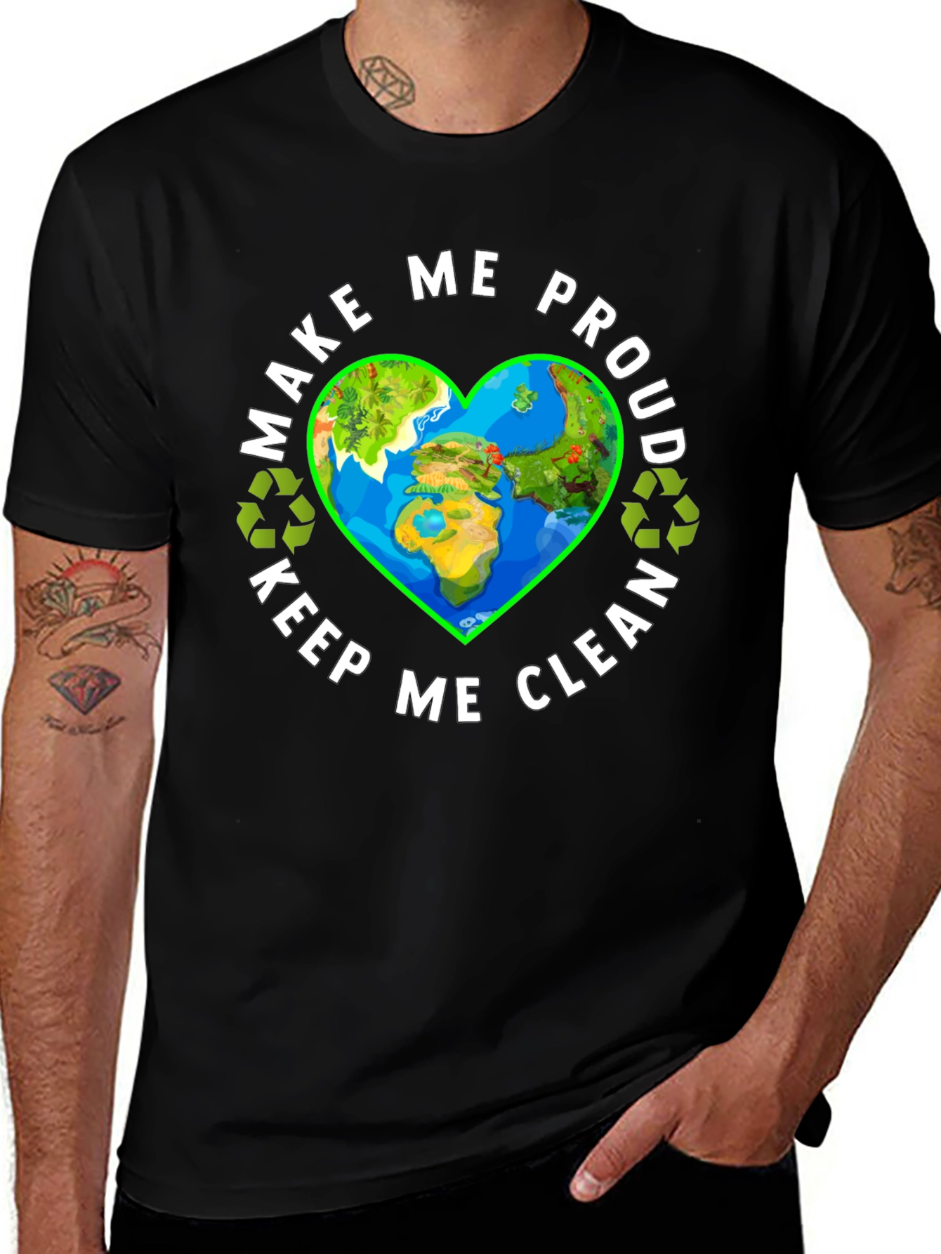 Eco-Friendly Earth Heart Graphic Tee - Make Me Proud