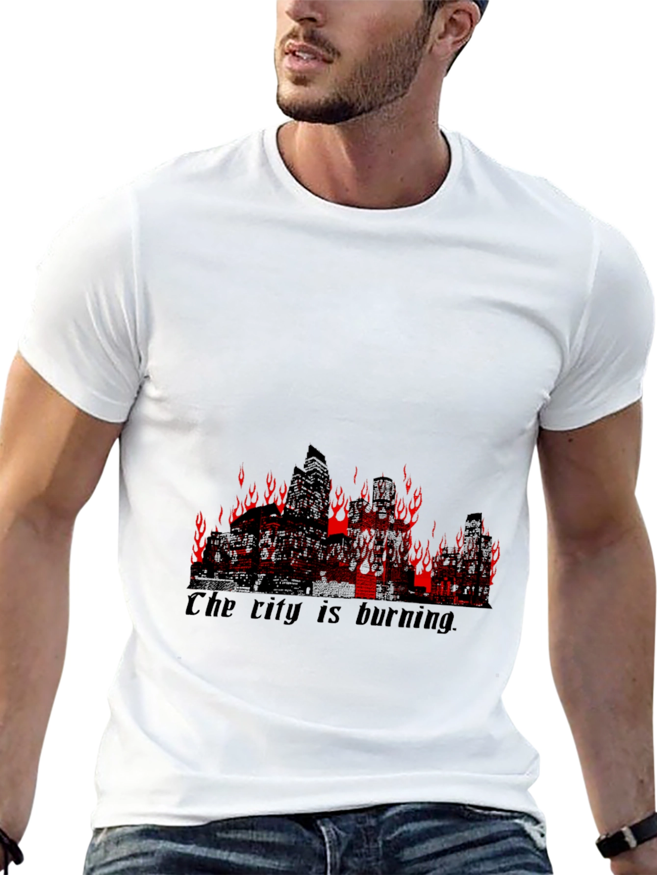 Burning City Graphic Tee - Mens Black T-Shirt