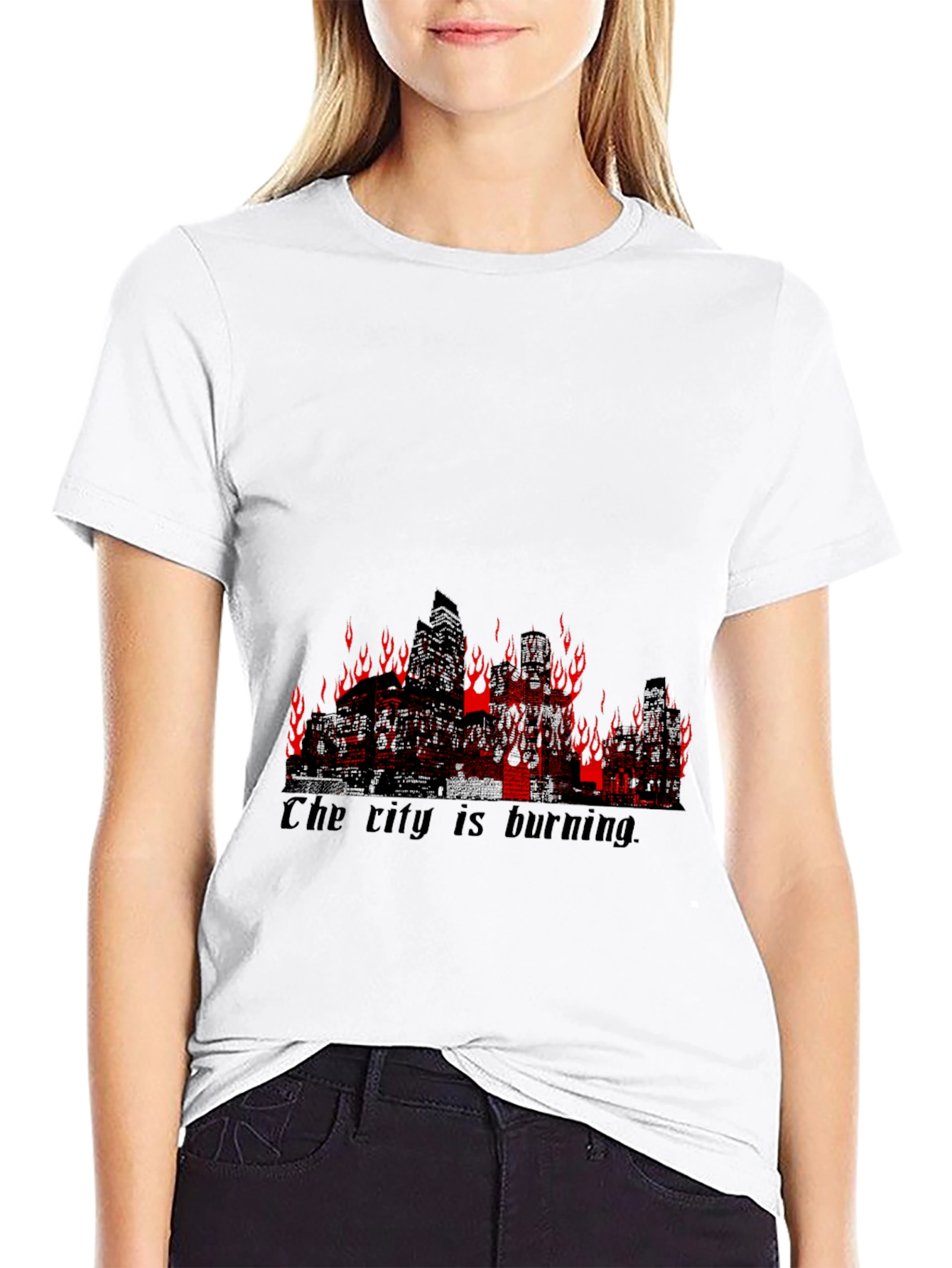 Burning City Graphic Tee - Mens Black T-Shirt