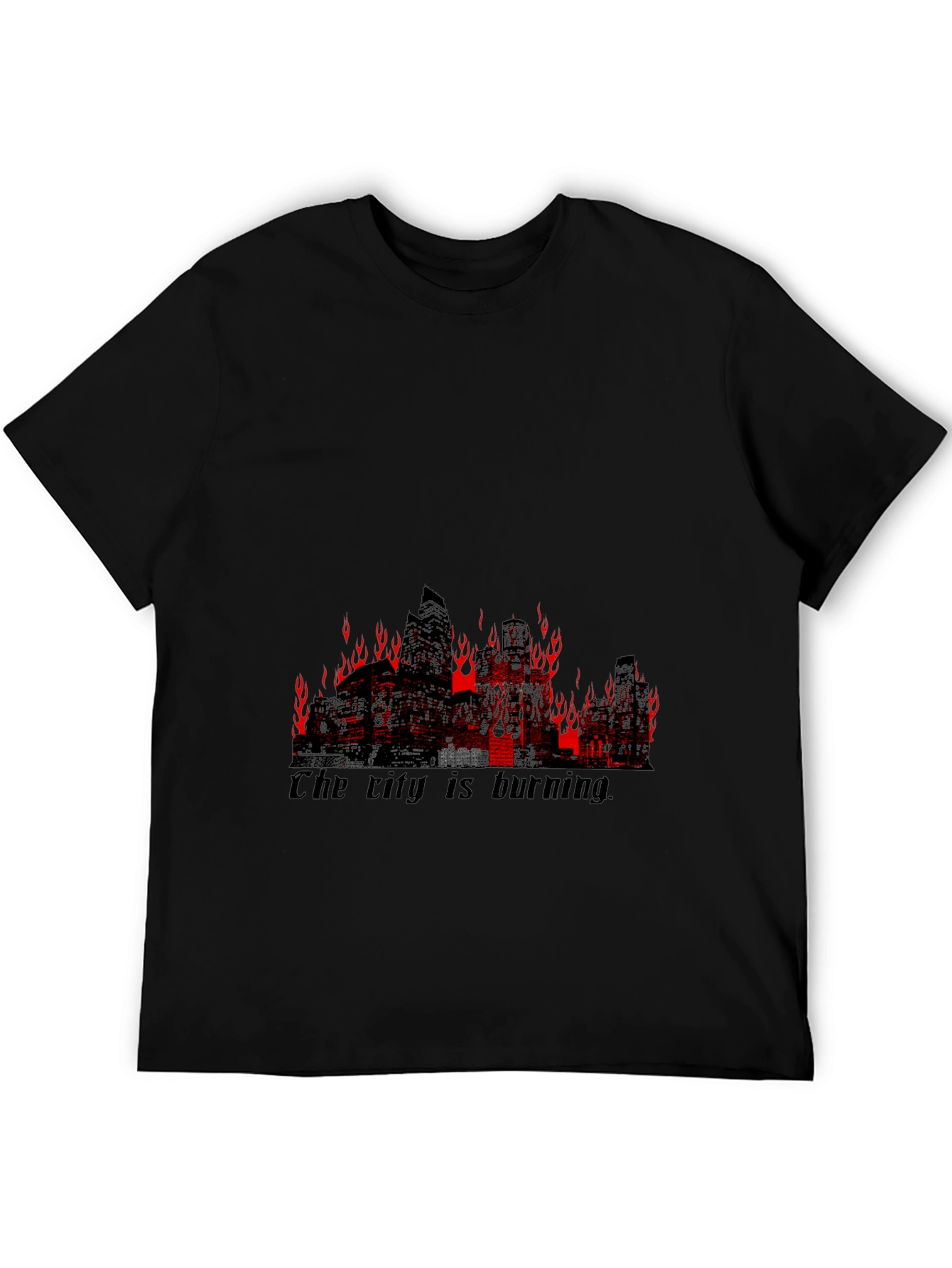 Burning City Graphic Tee - Mens Black T-Shirt