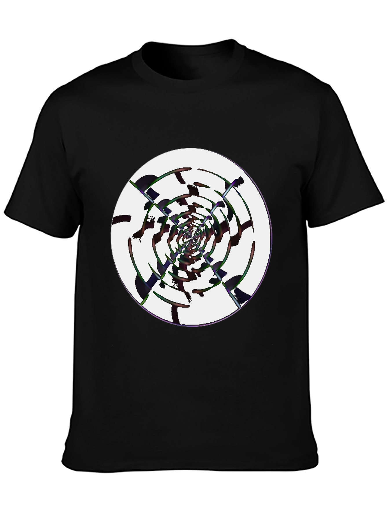 Abstract Swirl Graphic Black T-Shirt
