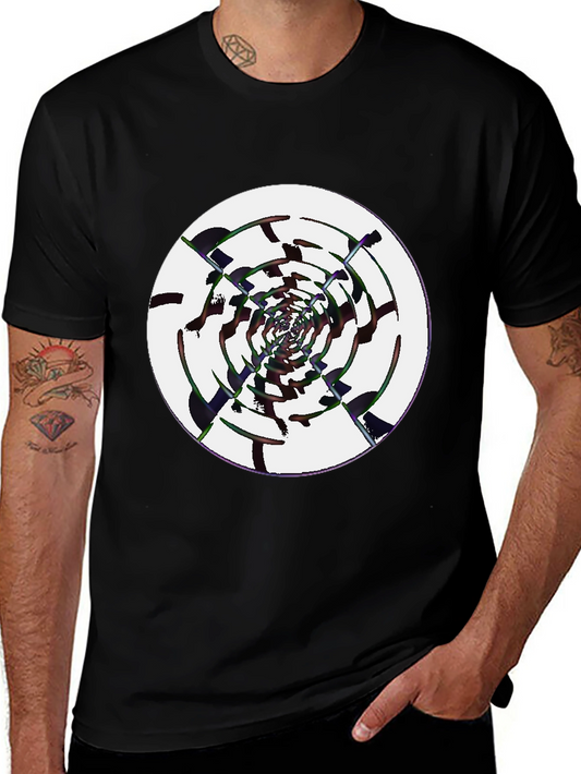 Abstract Swirl Graphic Black T-Shirt