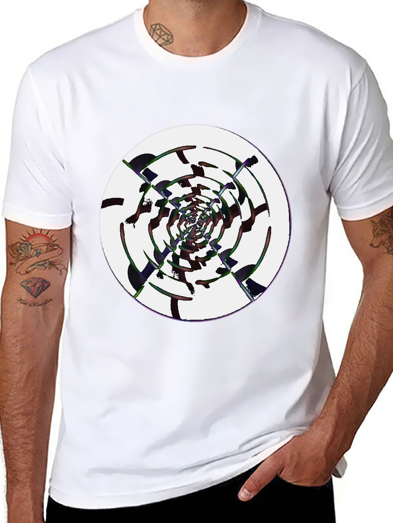 Abstract Swirl Graphic Black T-Shirt