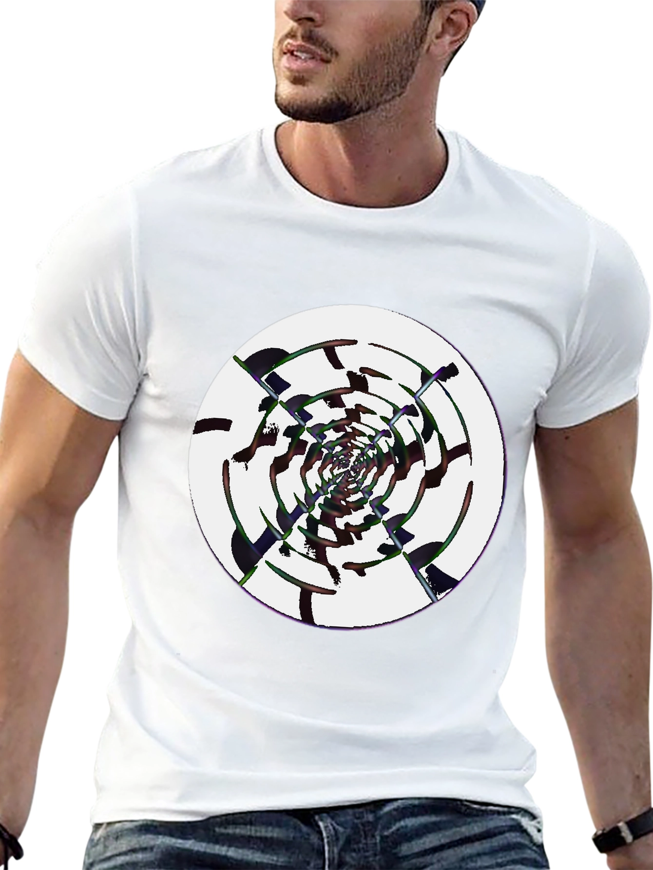 Abstract Swirl Graphic Black T-Shirt