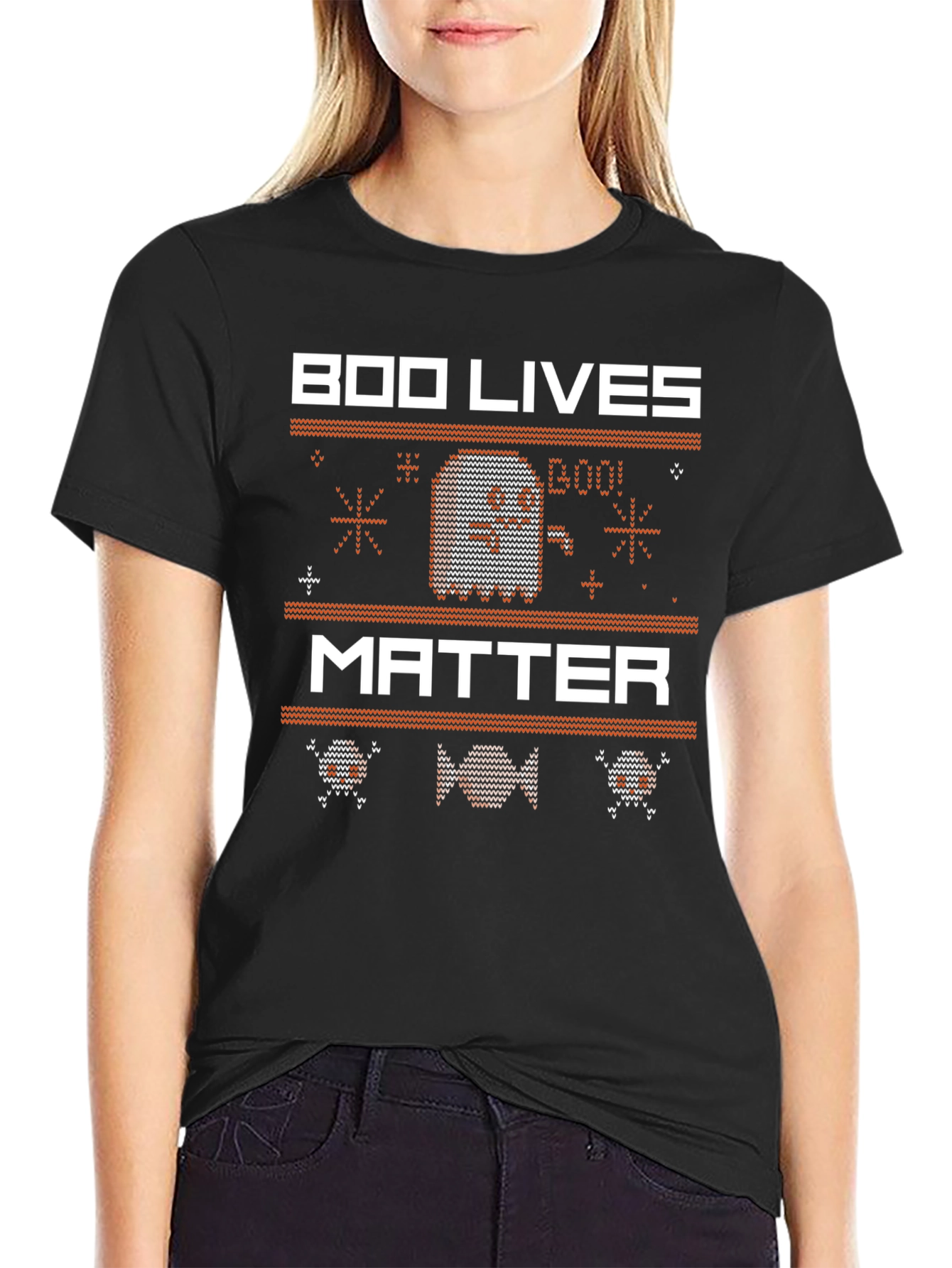 Boo Lives Matter Halloween Knit Style T-Shirt