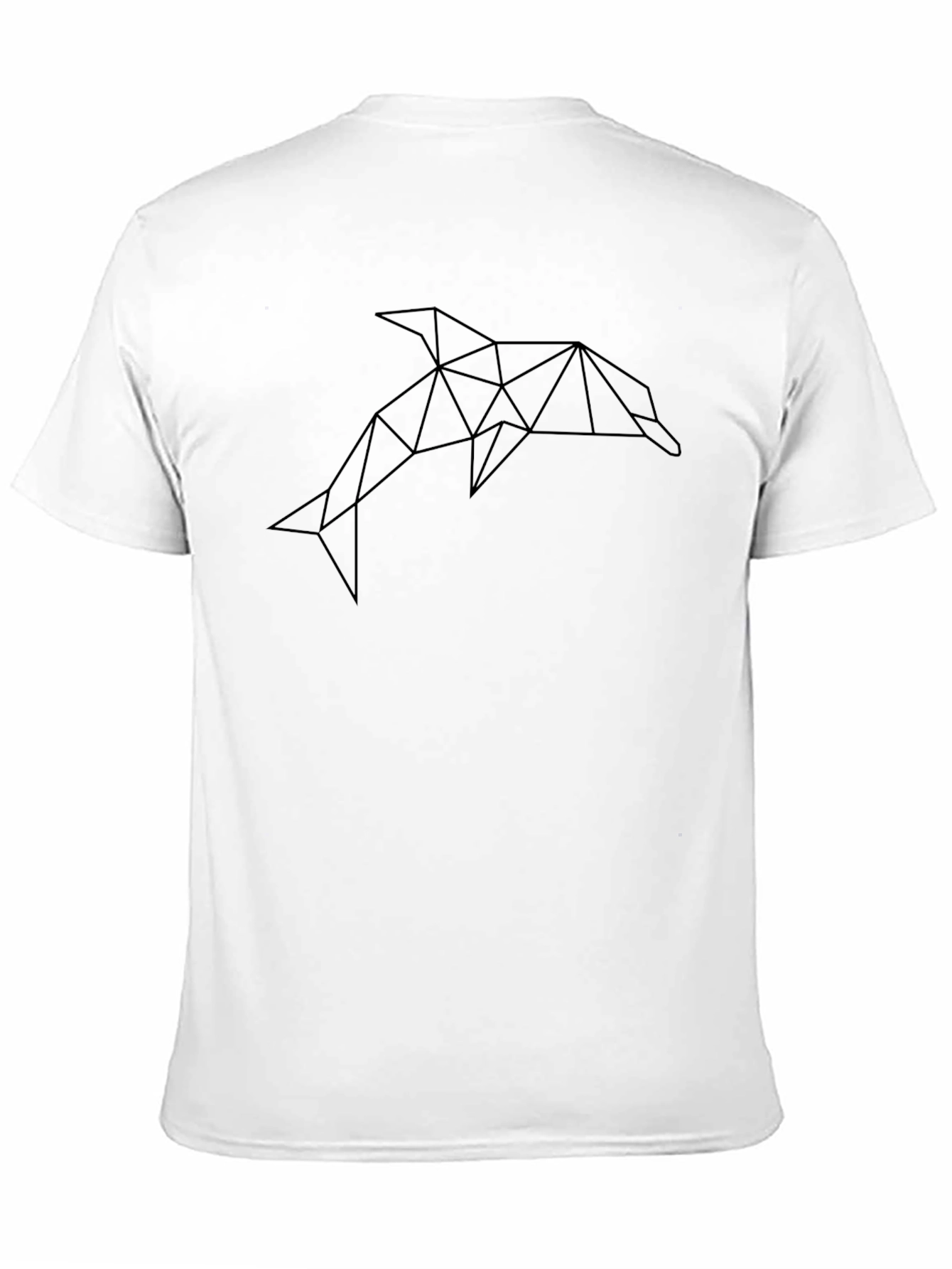 Geometric Dolphin Graphic Tee - Black Cotton