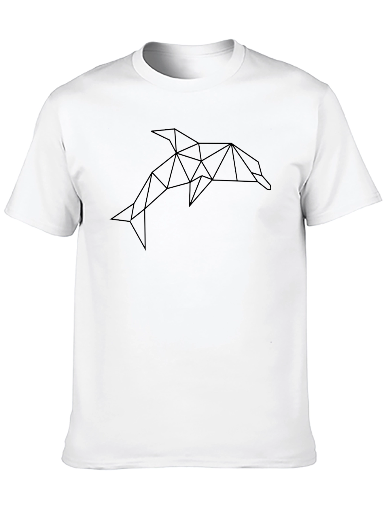 Geometric Dolphin Graphic Tee - Black Cotton