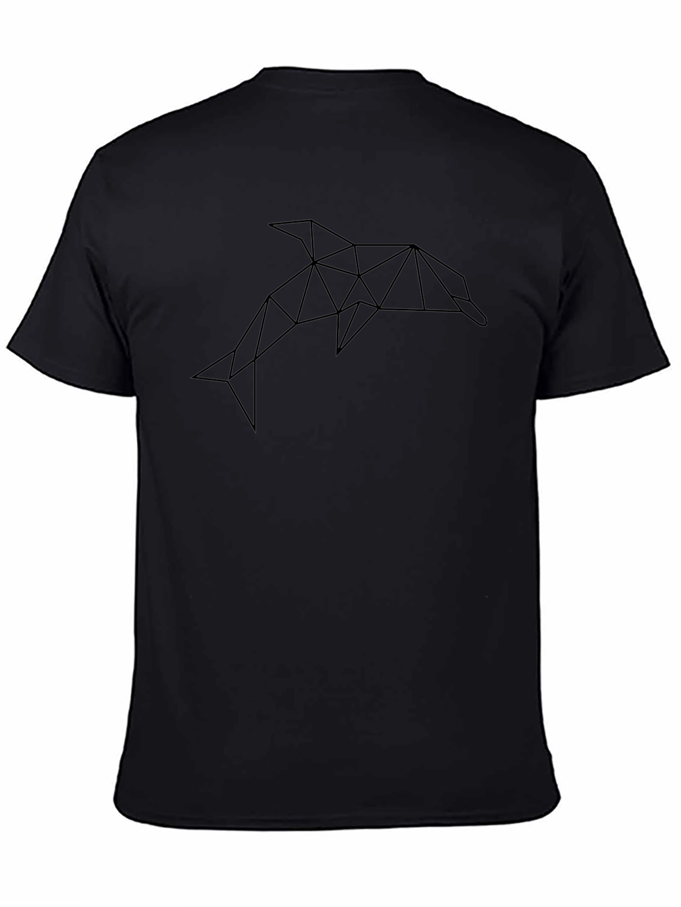 Geometric Dolphin Graphic Tee - Black Cotton