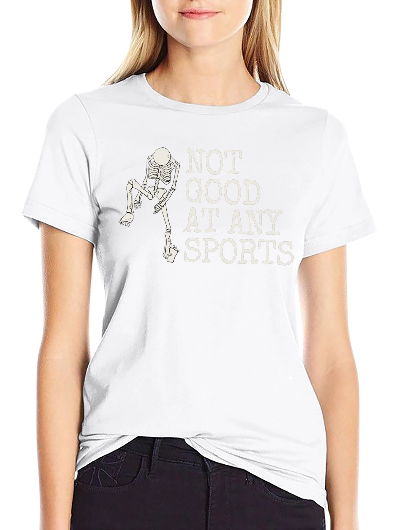 Funny Skeleton Not Good at Sports Black T-Shirt