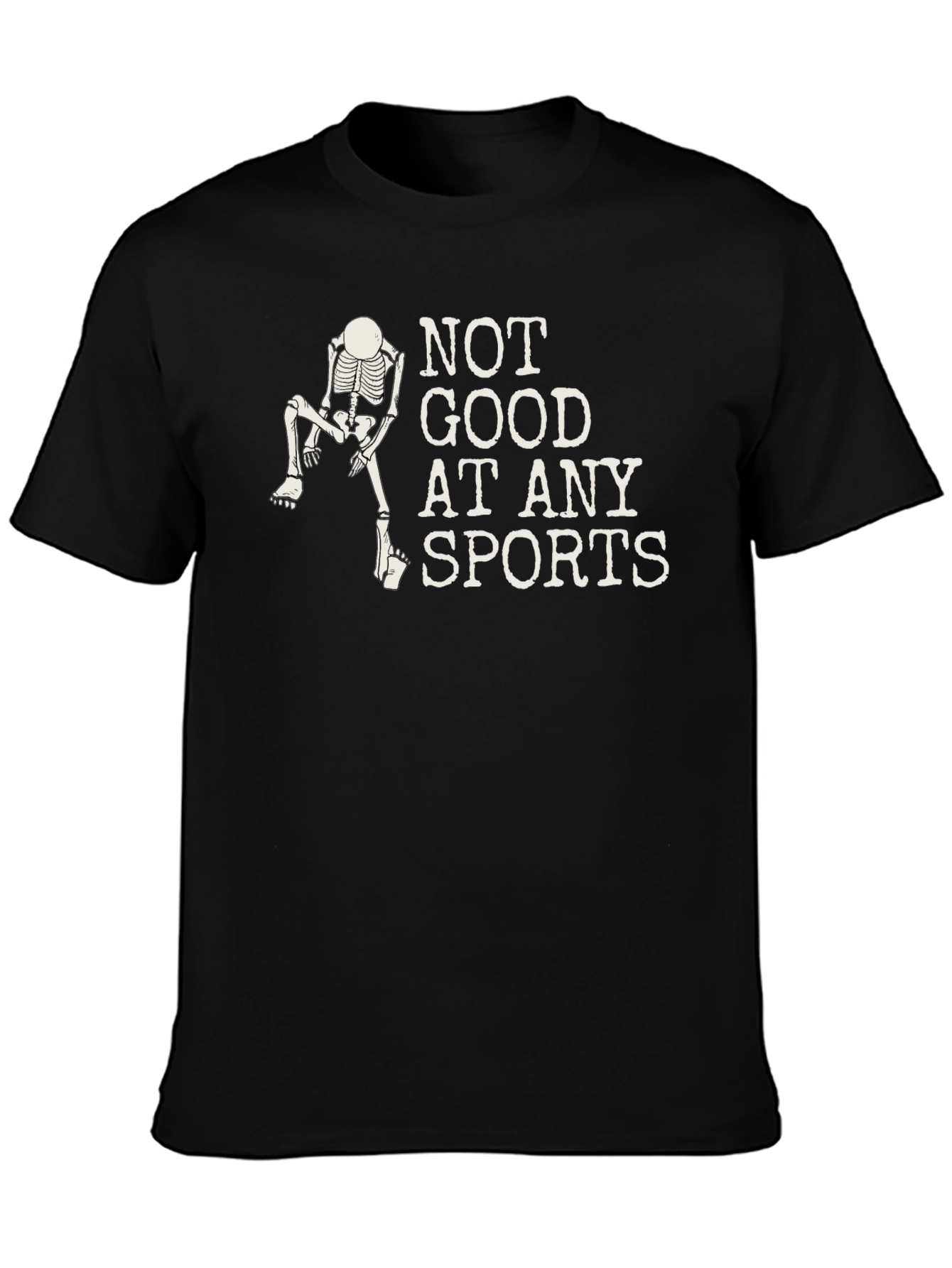 Funny Skeleton Not Good at Sports Black T-Shirt
