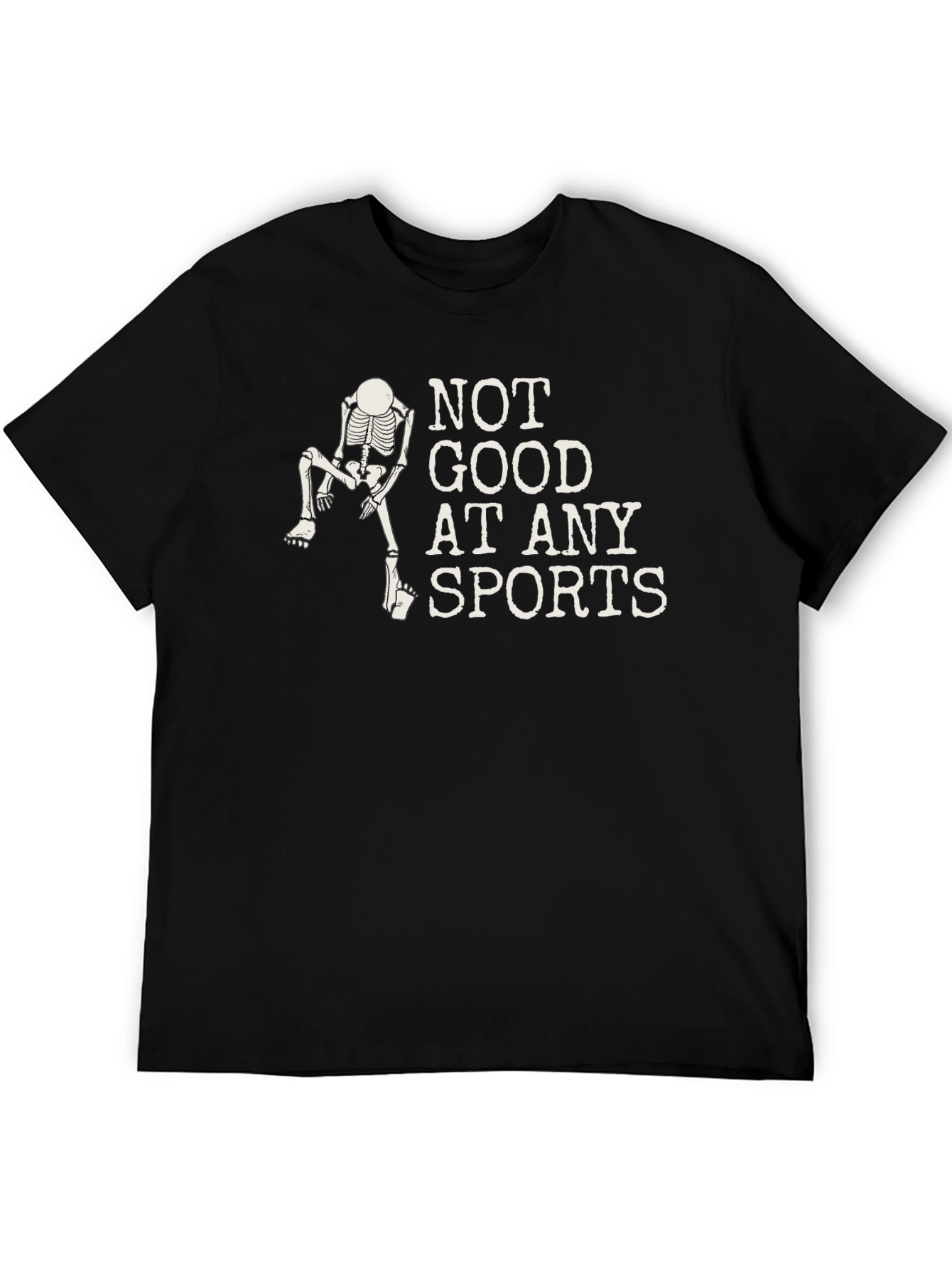 Funny Skeleton Not Good at Sports Black T-Shirt