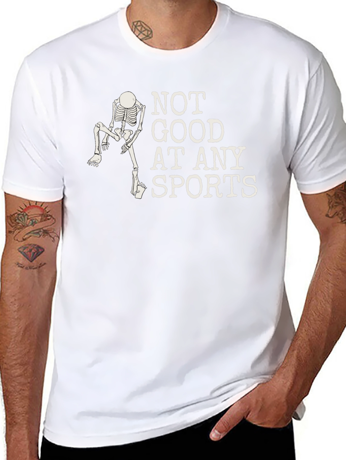 Funny Skeleton Not Good at Sports Black T-Shirt