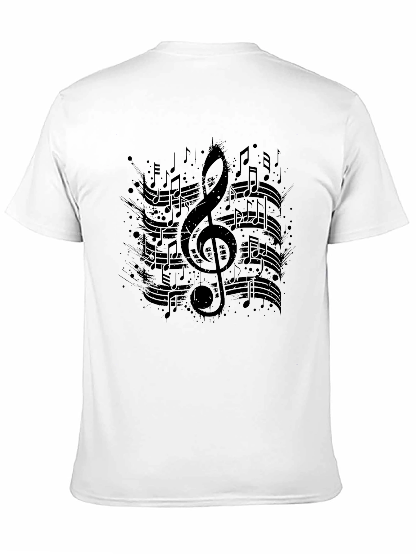 Musical Note Graphic Print Black T-Shirt