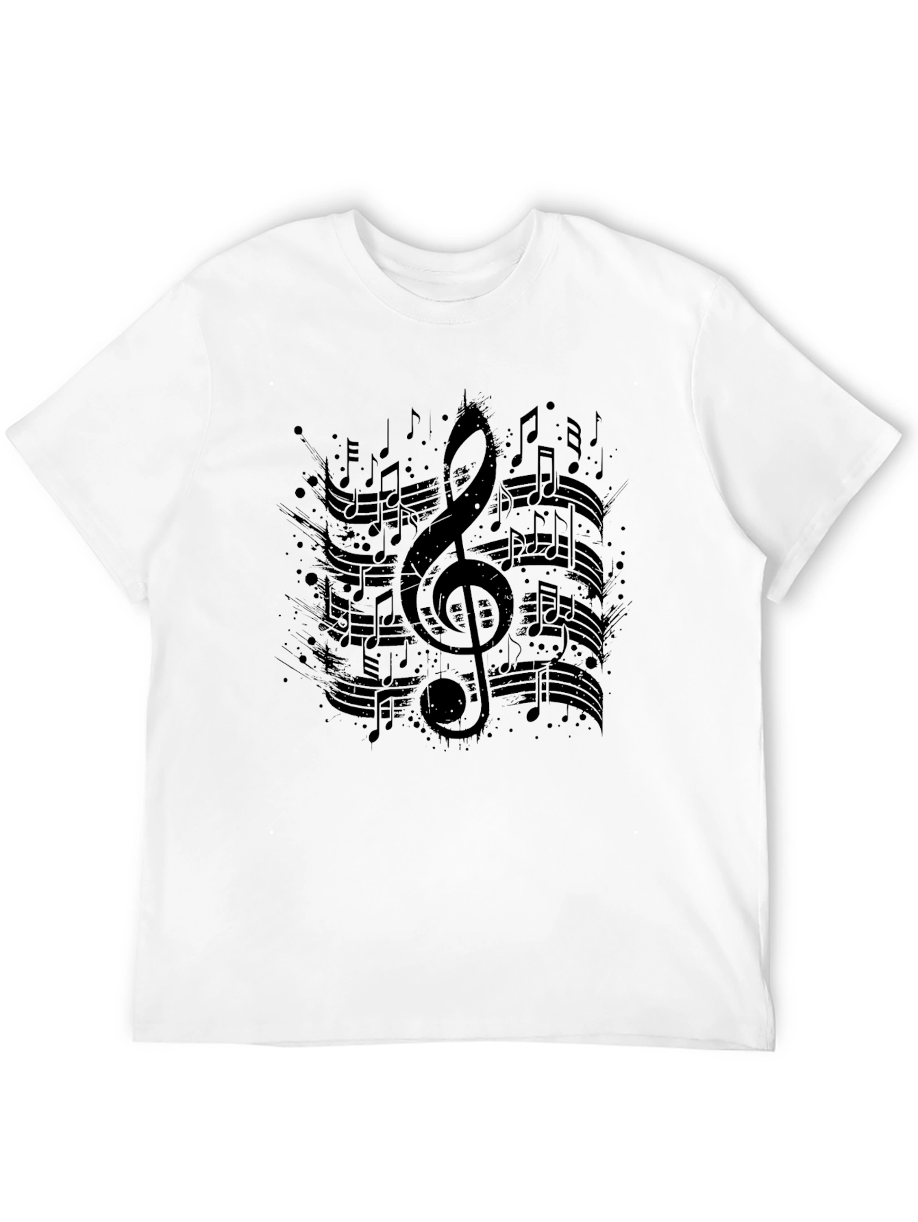 Musical Note Graphic Print Black T-Shirt
