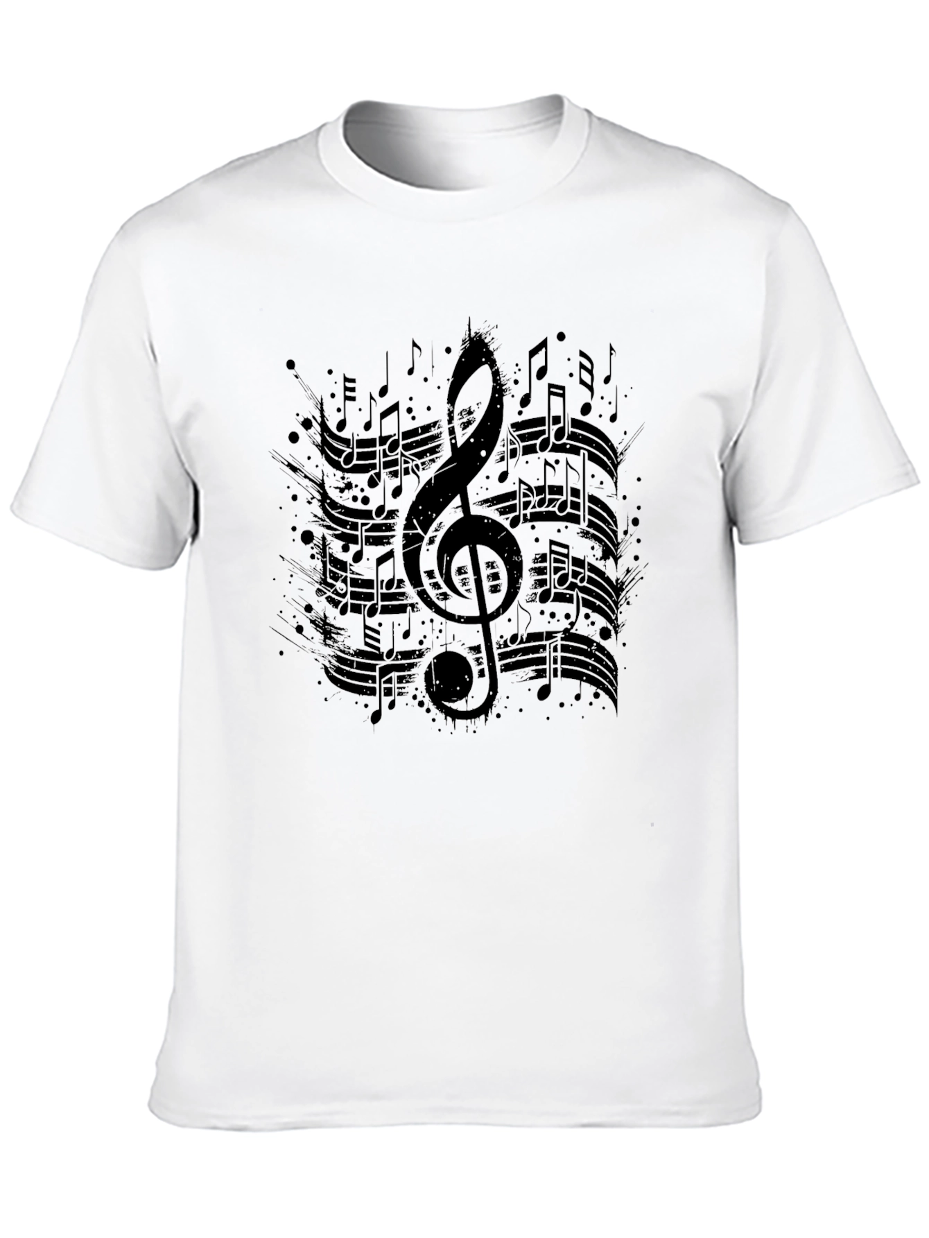 Musical Note Graphic Print Black T-Shirt