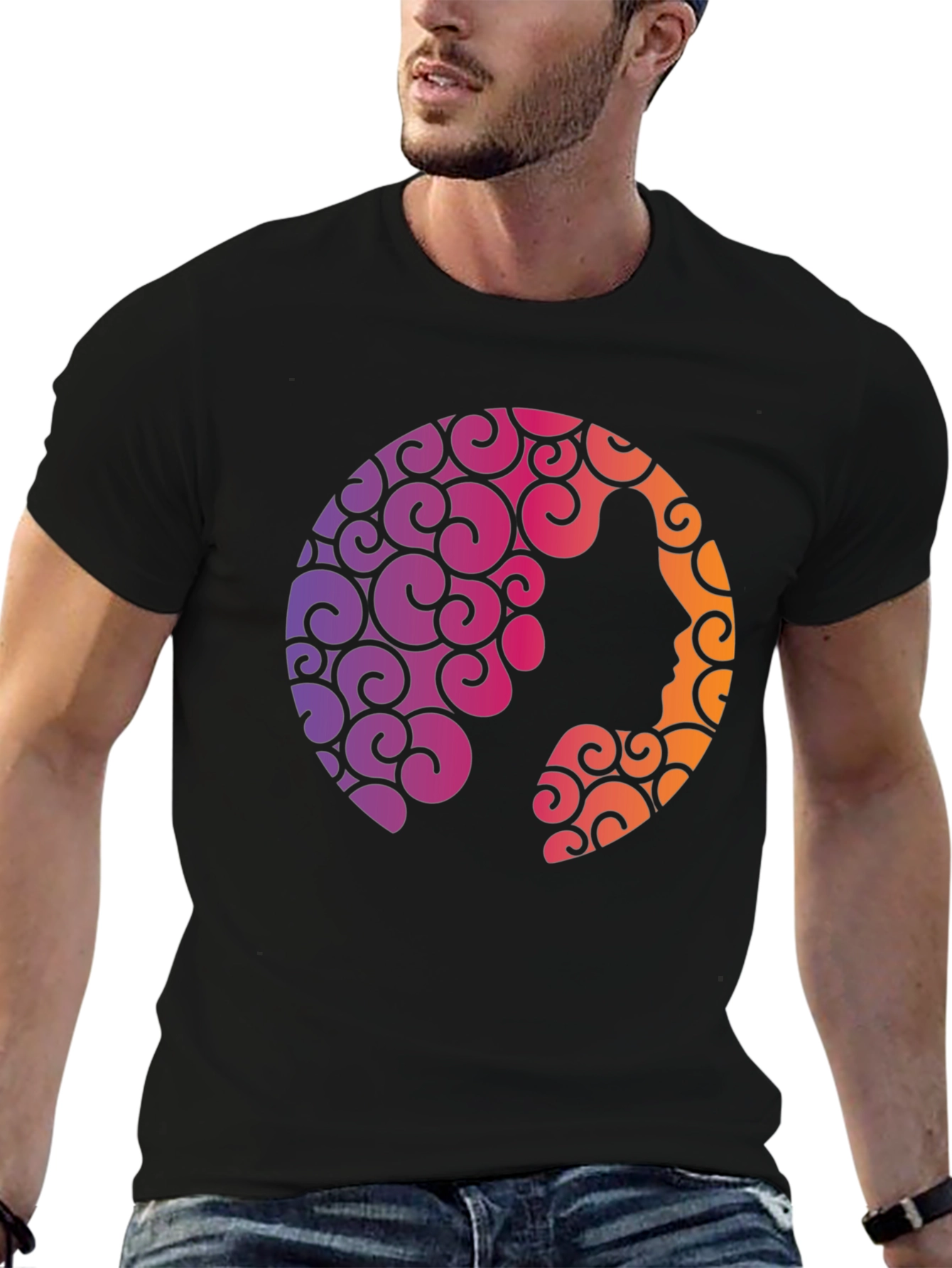 Silhouette Swirl Graphic Tee - Soft Black T-Shirt