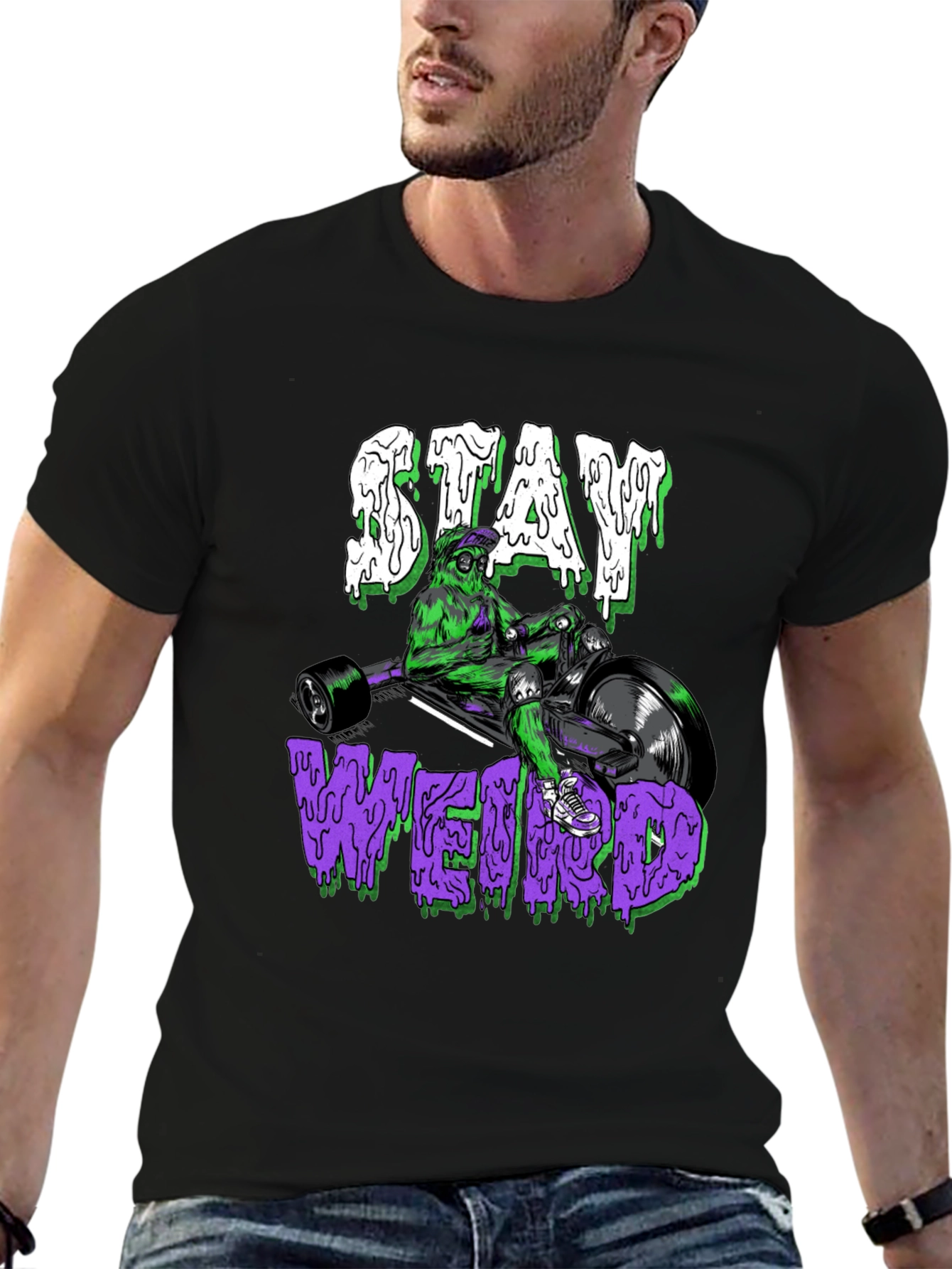 Stay Weird Graphic Tee - Unique Trike Design