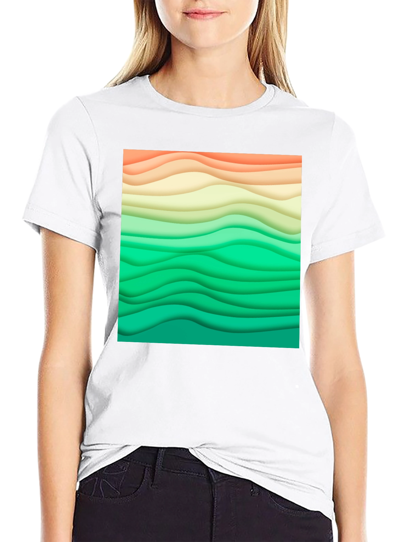 Abstract Wavy Layers Graphic T-Shirt