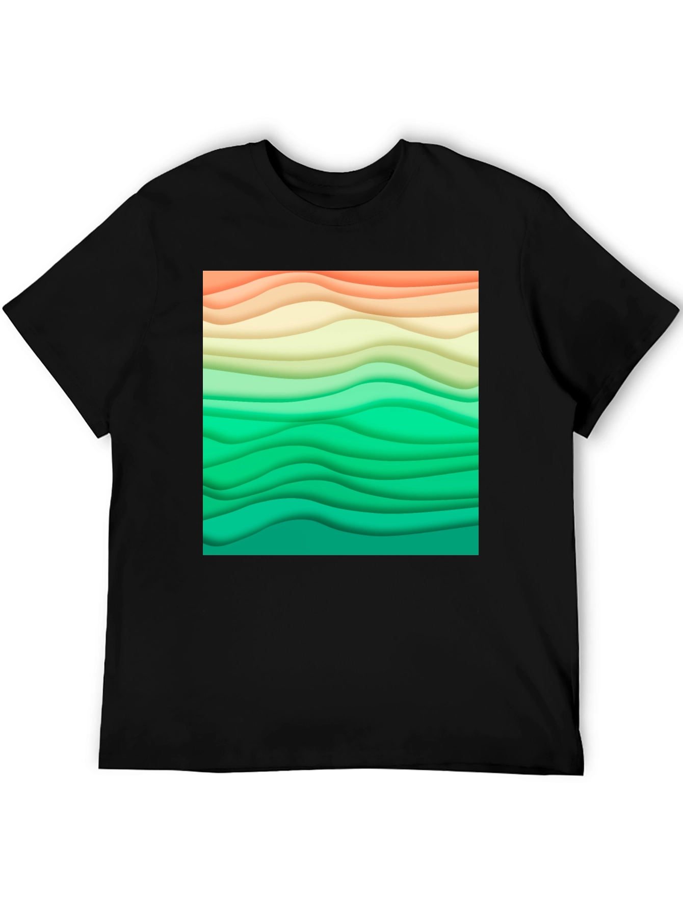 Abstract Wavy Layers Graphic T-Shirt