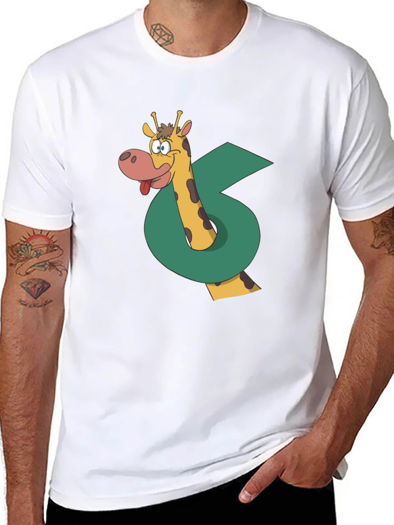 Funny Giraffe Graphic T-Shirt - Black Cotton Tee