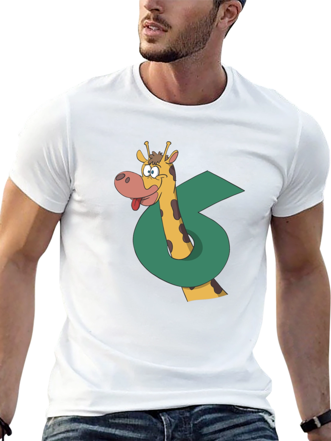 Funny Giraffe Graphic T-Shirt - Black Cotton Tee