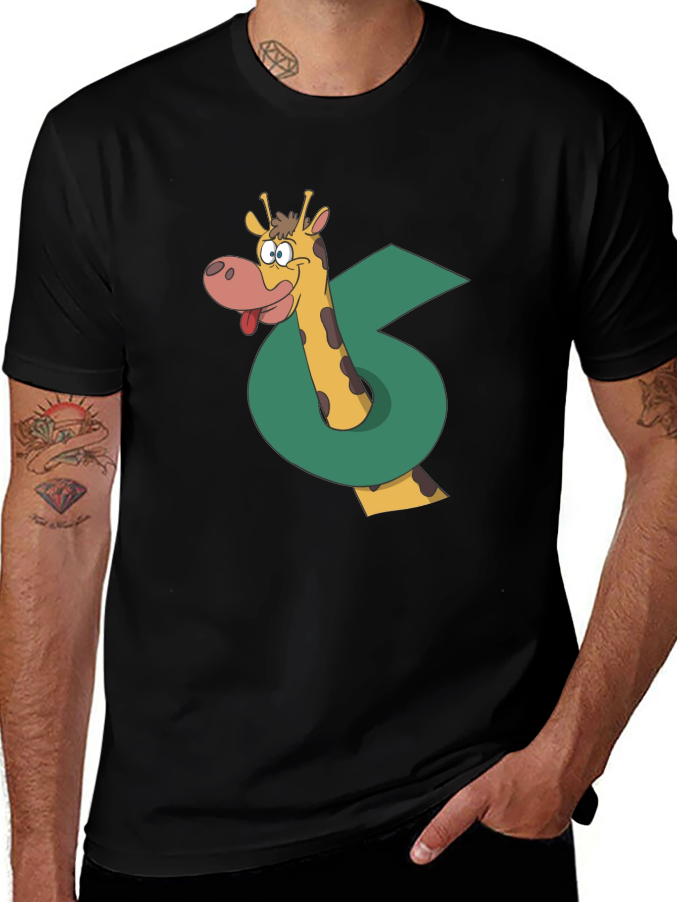 Funny Giraffe Graphic T-Shirt - Black Cotton Tee
