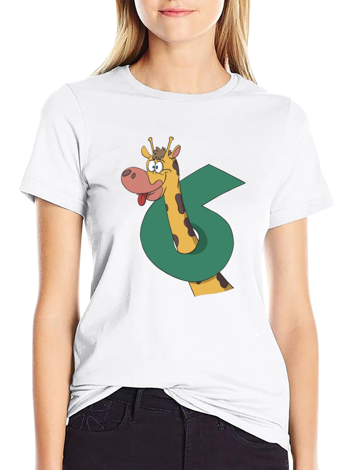 Funny Giraffe Graphic T-Shirt - Black Cotton Tee