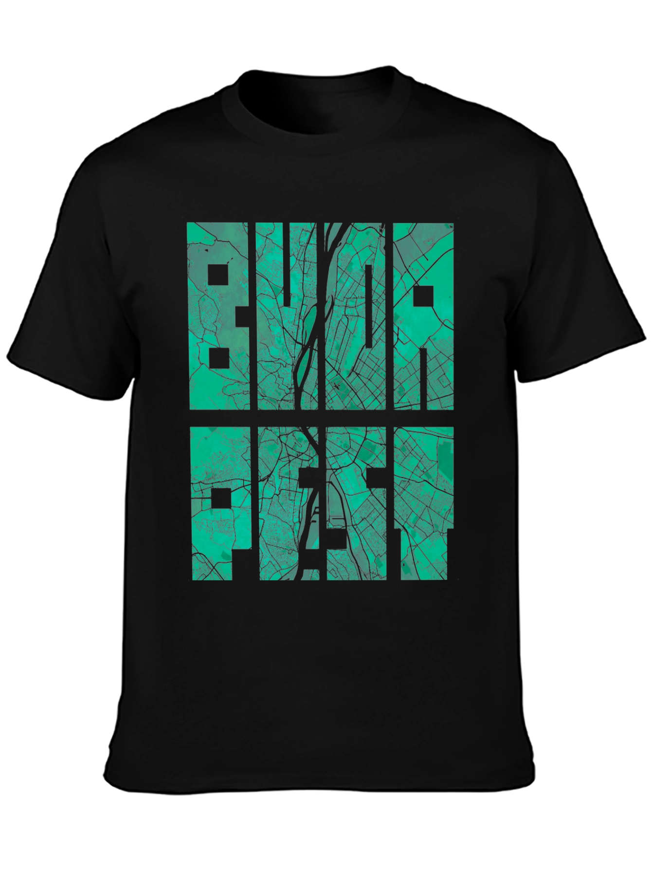 Budapest Map Graphic T-Shirt - City Style