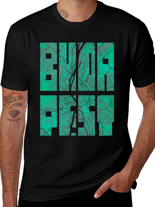 Budapest Map Graphic T-Shirt - City Style