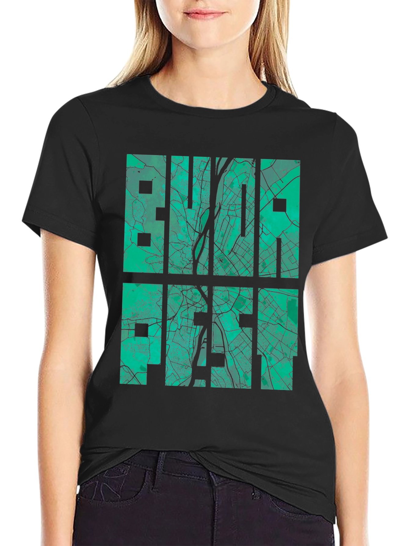 Budapest Map Graphic T-Shirt - City Style