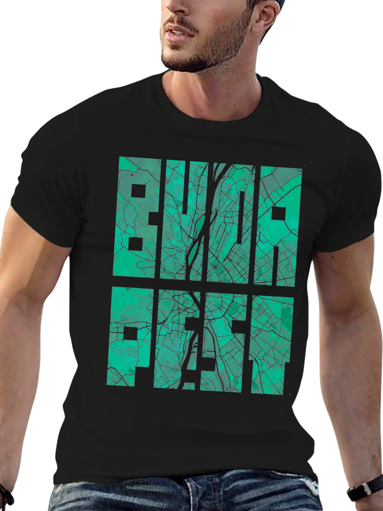 Budapest Map Graphic T-Shirt - City Style