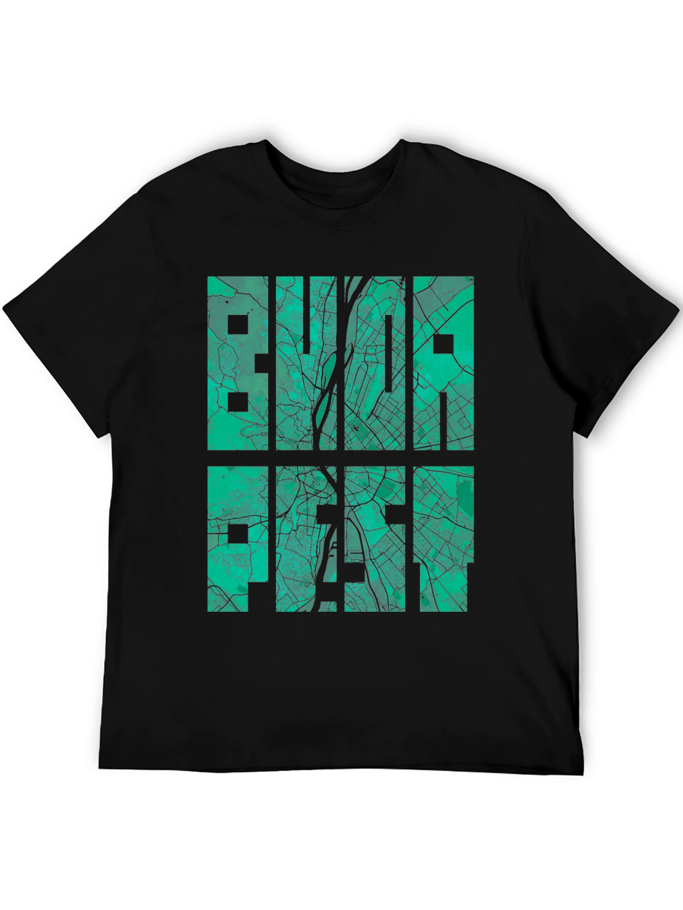 Budapest Map Graphic T-Shirt - City Style