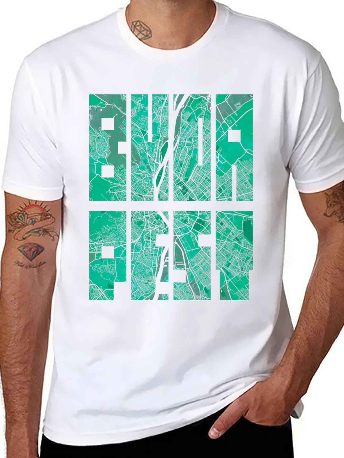 Budapest Map Graphic T-Shirt - City Style