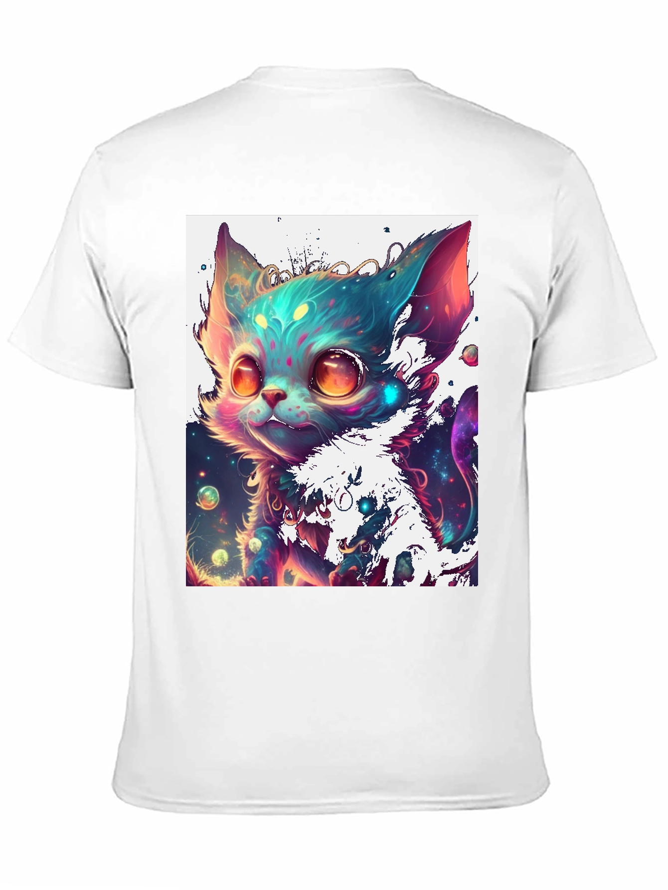 Cosmic Kitten Graphic Tee - Black Cotton Blend