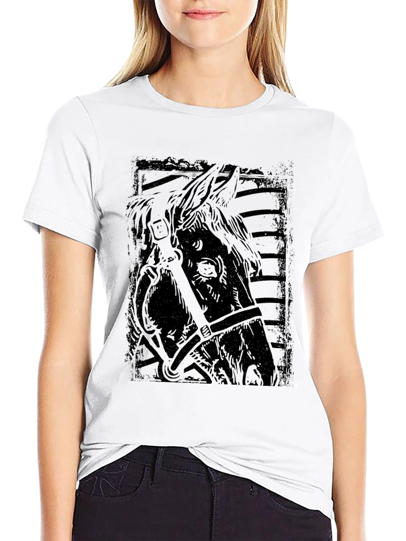 Mens Black Horse Graphic Tee