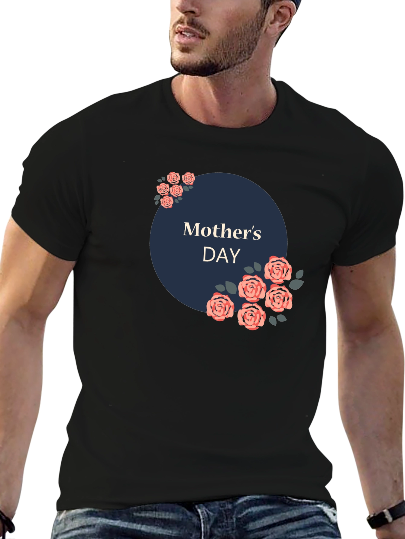 Mothers Day Floral T-Shirt - Black