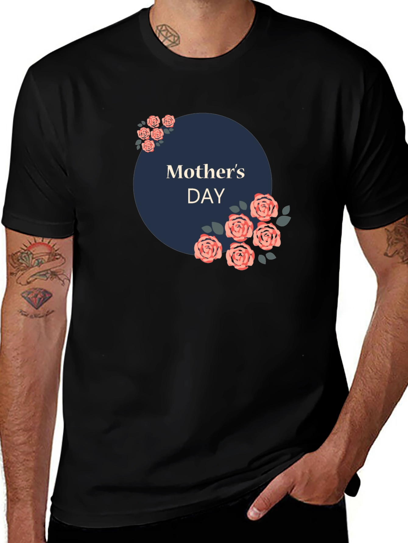 Mothers Day Floral T-Shirt - Black